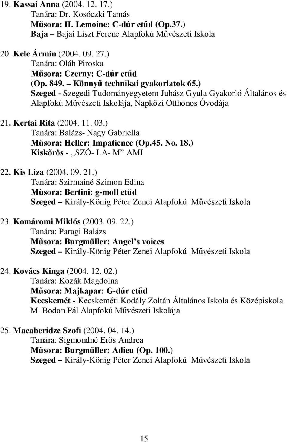 ) Szeged - Szegedi Tudományegyetem Juhász Gyula Gyakorló Általános és Alapfokú Művészeti Iskolája, Napközi Otthonos Óvodája 21. Kertai Rita (2004. 11. 03.