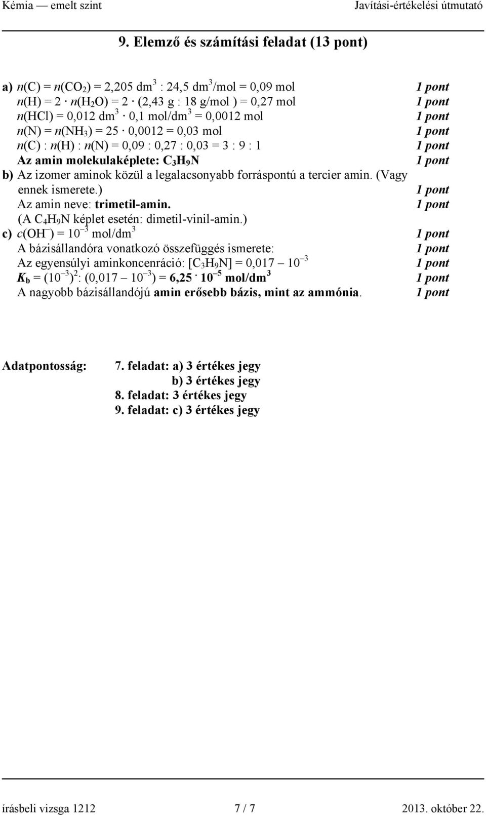 (Vagy ennek ismerete.) Az amin neve: trimetil-amin. (A C 4 H 9 N képlet esetén: dimetil-vinil-amin.