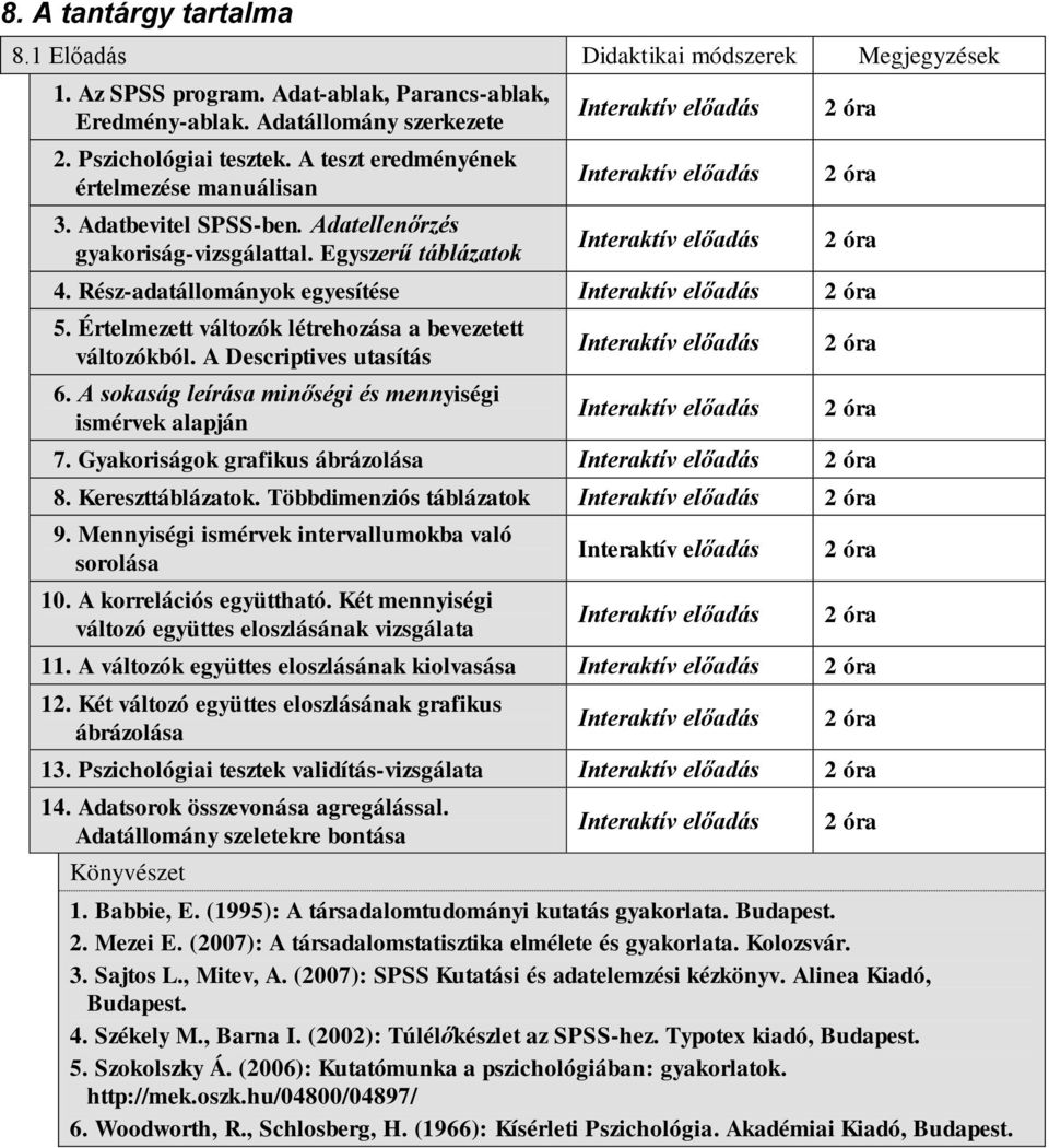 Értelmezett változók létrehozása a bevezetett változókból. A Descriptives utasítás 6. A sokaság leírása minőségi és mennyiségi ismérvek alapján 7. Gyakoriságok grafikus ábrázolása 8.