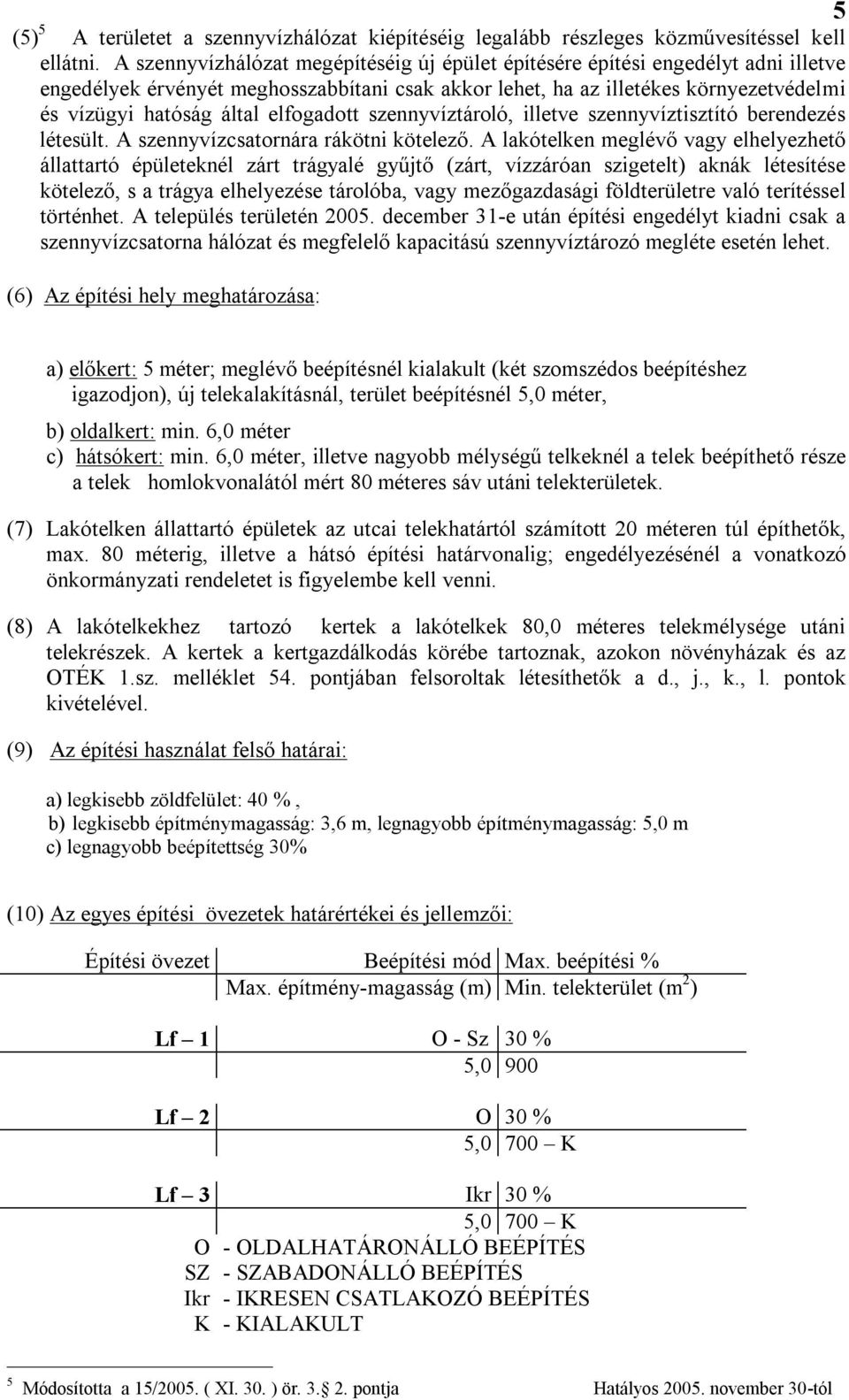 elfogadott szennyvíztároló, illetve szennyvíztisztító berendezés létesült. A szennyvízcsatornára rákötni kötelező.