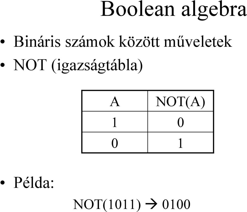 NOT (igazságtábla) A