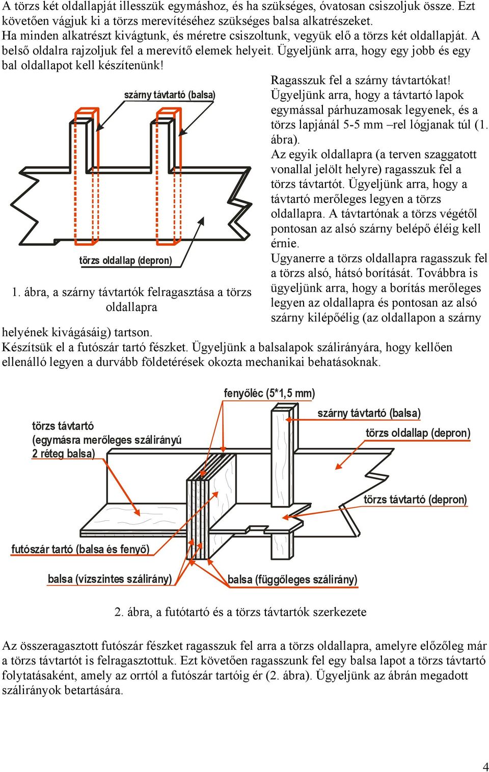 Ügyeljünk arra, hogy egy jobb és egy bal oldallapot kell készítenünk! szárny távtartó (balsa) törzs oldallap (depron) 1.