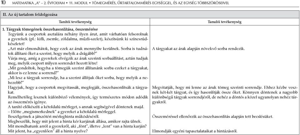 : kifli, zsemle, zöldalma, műzli-szelet), készítsünk ki színesrúdkészletet! Azt már elmondtátok, hogy ezek az áruk mennyibe kerülnek. Sorba is tudnátok állítani őket a szerint, hogy melyik a drágább?