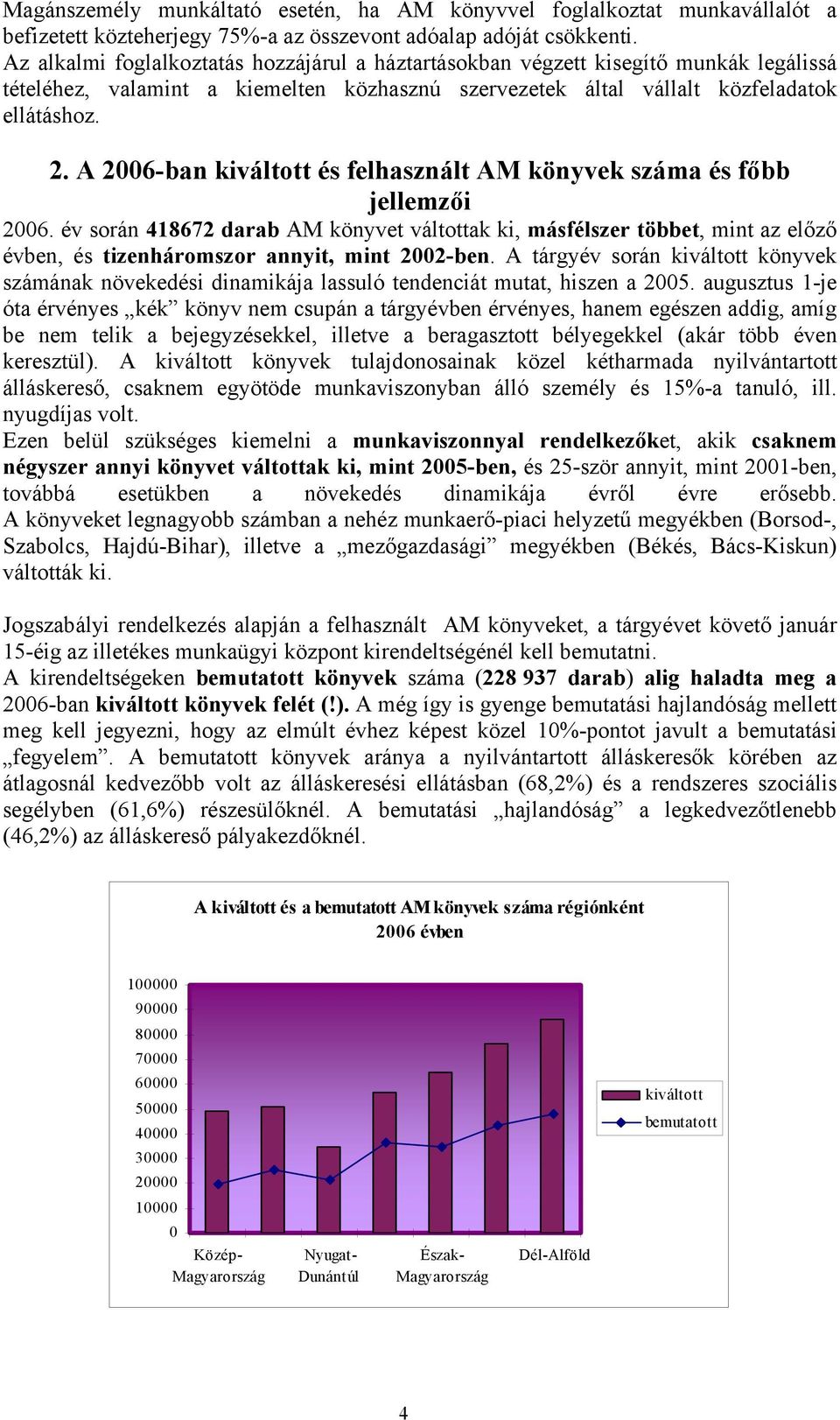 A 2006-ban kiváltott és felhasznált AM könyvek száma és főbb jellemzői 2006.