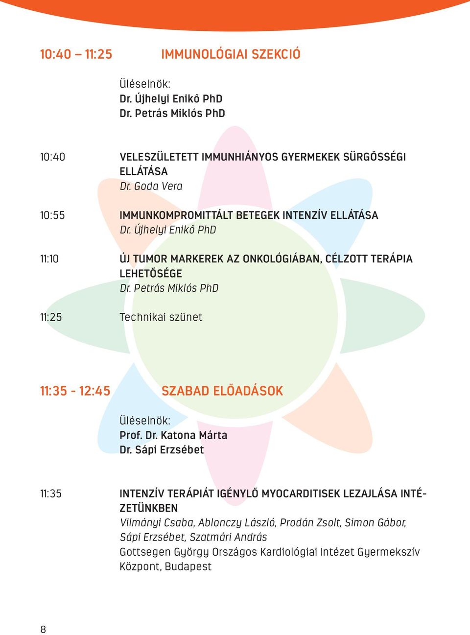 Petrás Miklós PhD 11:25 Technikai szünet 11:35-12:45 SZABAD ELŐADÁSOK Üléselnök: Prof. Dr. Katona Márta Dr.