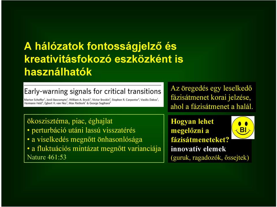 ökoszisztéma, piac, éghajlat perturbáció utáni lassú visszatérés a viselkedés megnőtt önhasonlósága a