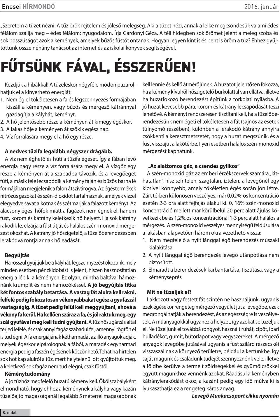 Ehhez gyűjtöttünk össze néhány tanácsot az internet és az iskolai könyvek segítségével. FŰTSÜNK FÁVAL, ÉSSZERŰEN! Kezdjük a hibákkal!