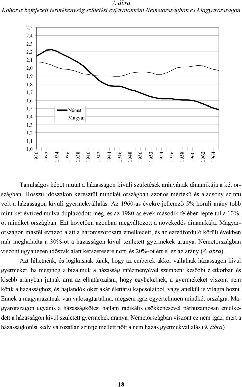 Hosszú időszakon keresztül mindkét országban azonos mértékű és alacsony szintű volt a házasságon kívüli gyermekvállalás.