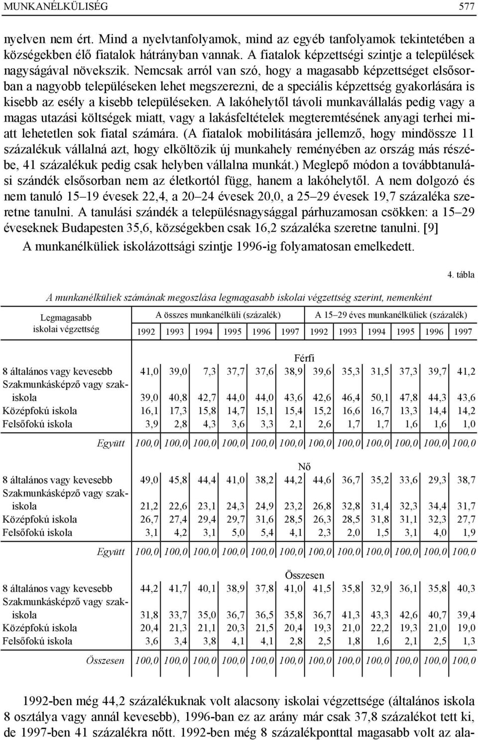 Nemcsak arról van szó, hogy a magasabb képzettséget elsősorban a nagyobb településeken lehet megszerezni, de a speciális képzettség gyakorlására is kisebb az esély a kisebb településeken.