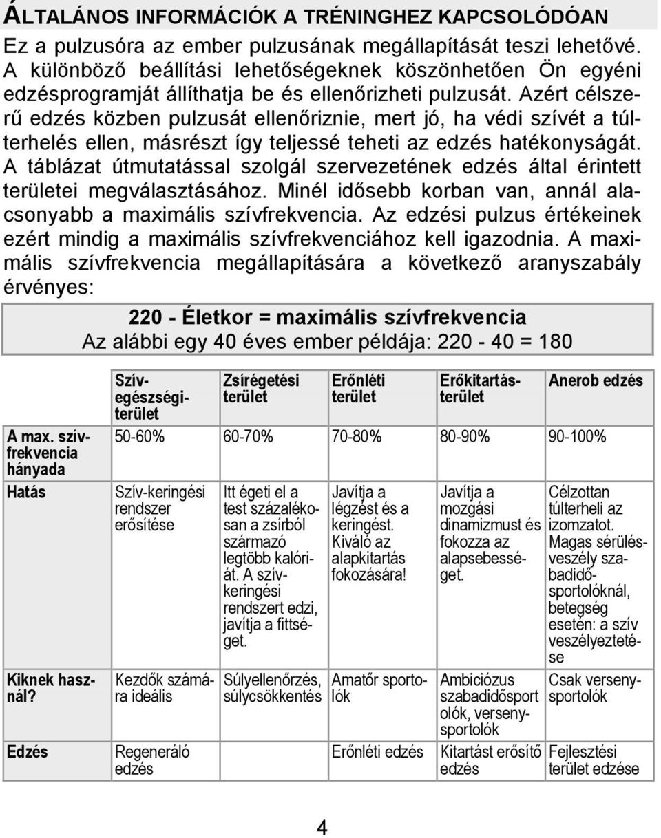 Azért célszerű edzés közben pulzusát ellenőriznie, mert jó, ha védi szívét a túlterhelés ellen, másrészt így teljessé teheti az edzés hatékonyságát.