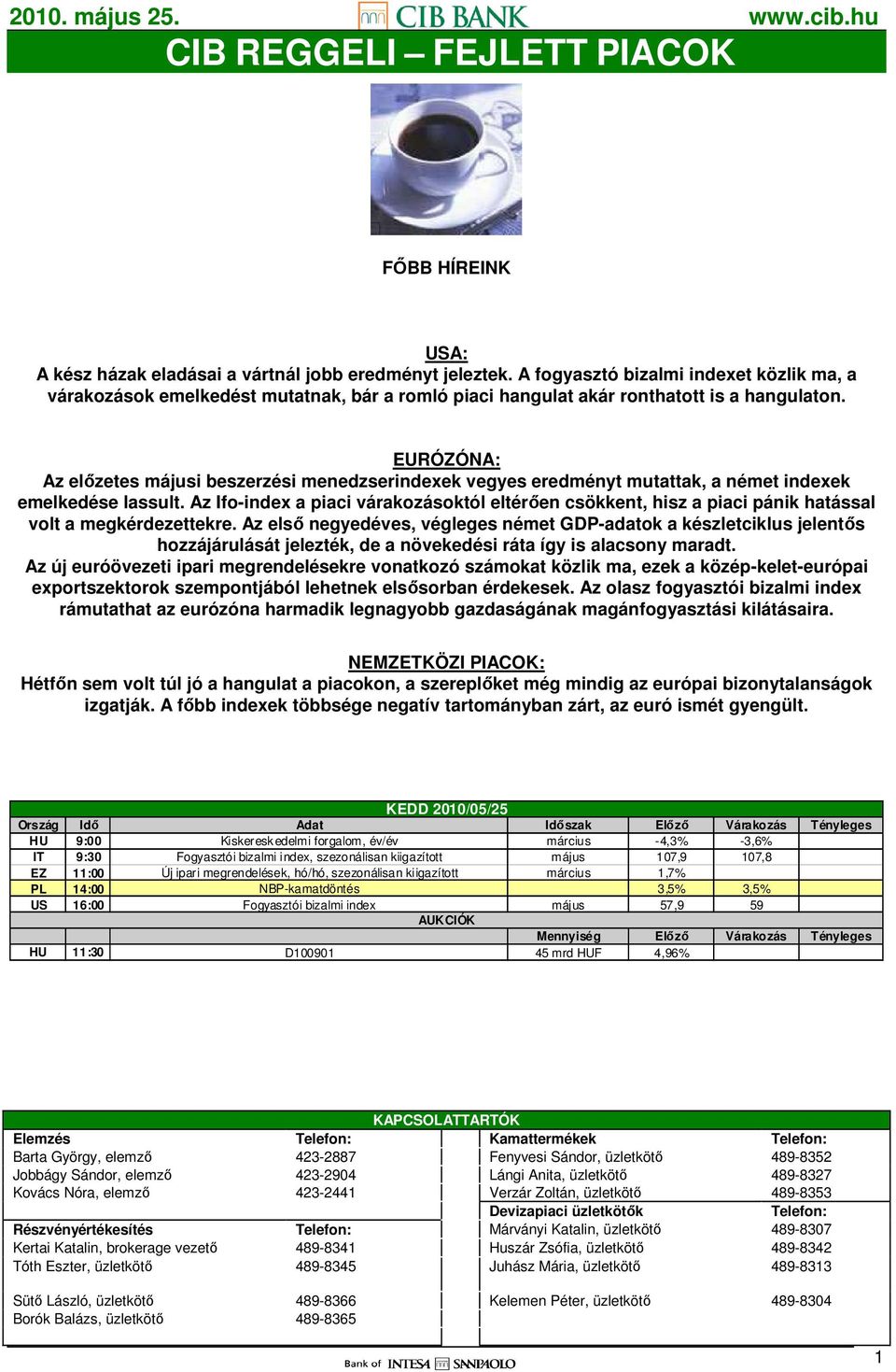 EURÓZÓNA: Az elızetes májusi beszerzési menedzserindexek vegyes eredményt mutattak, a német indexek emelkedése lassult.