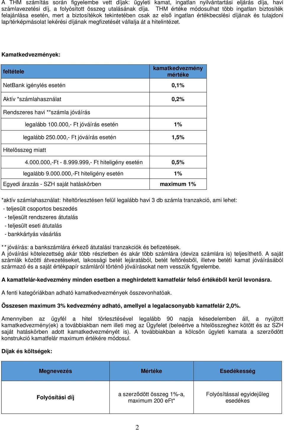 megfizetését vállalja át a hitelintézet. Kamatkedvezmények feltétele kamatkedvezmény mértéke NetBank igénylés esetén 0,1% Aktív *számlahasználat 0,2% Rendszeres havi **számla jóváírás legalább 100.