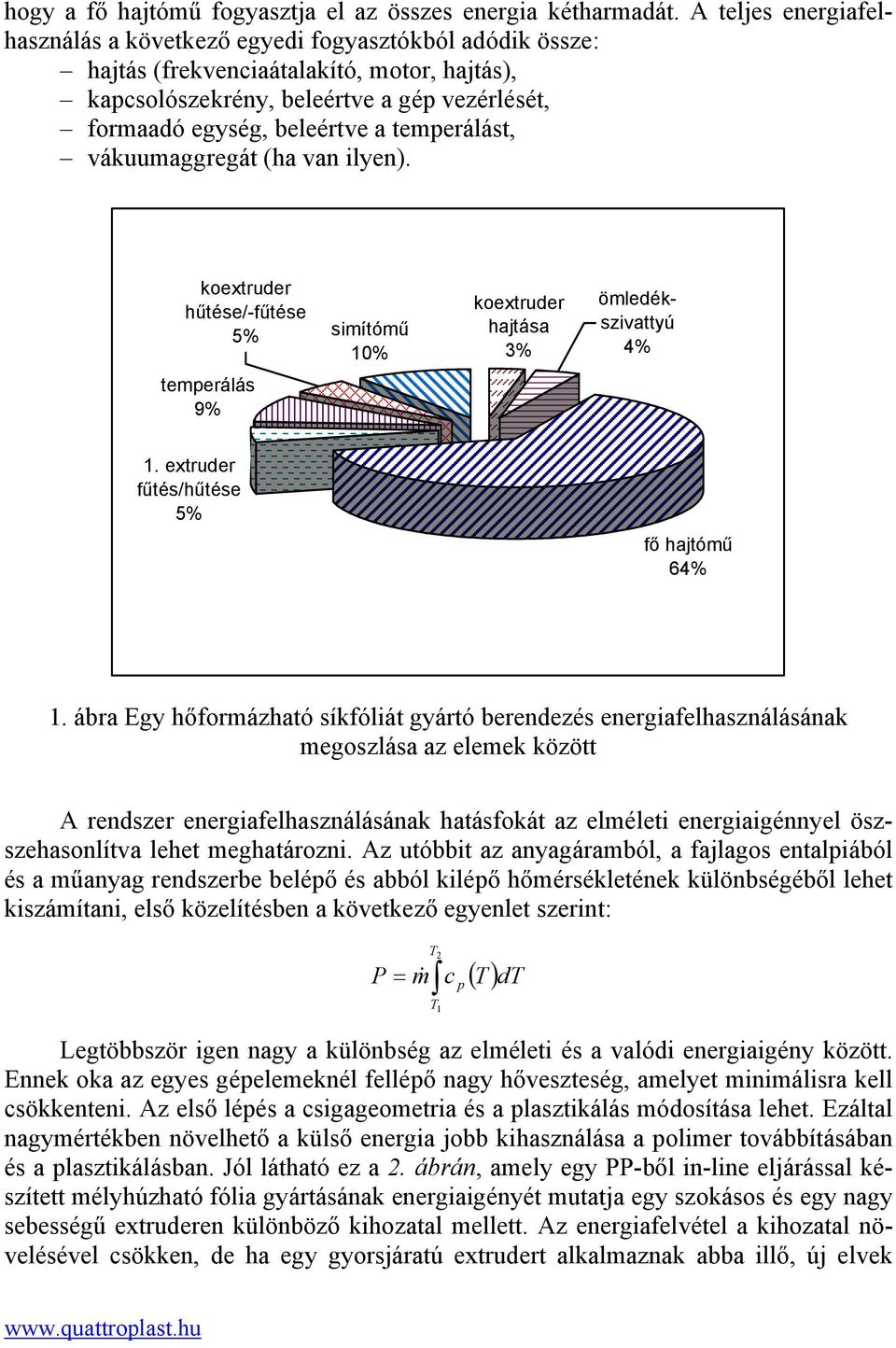 temperálást, vákuumaggregát (ha van ilyen). koextruder hűtése/-fűtése 5% simítómű 10% koextruder hajtása 3% ömledékszivattyú 4% temperálás 9% 1. extruder fűtés/hűtése 5% fő hajtómű 64% 1.