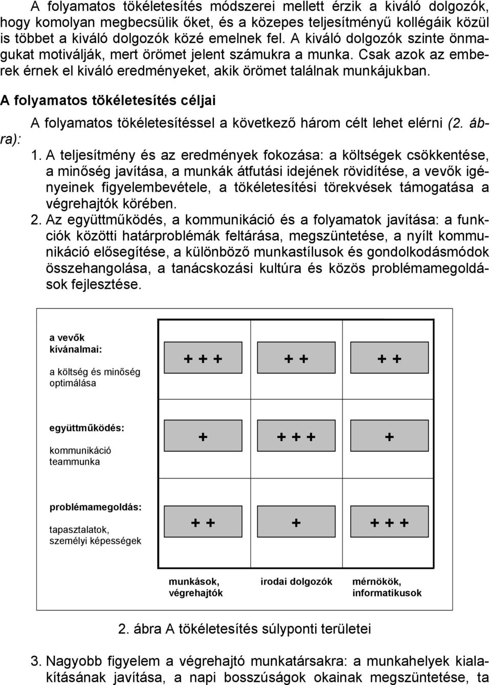 A folyamatos tökéletesítés céljai A folyamatos tökéletesítéssel a következő három célt lehet elérni (2. ábra): 1.