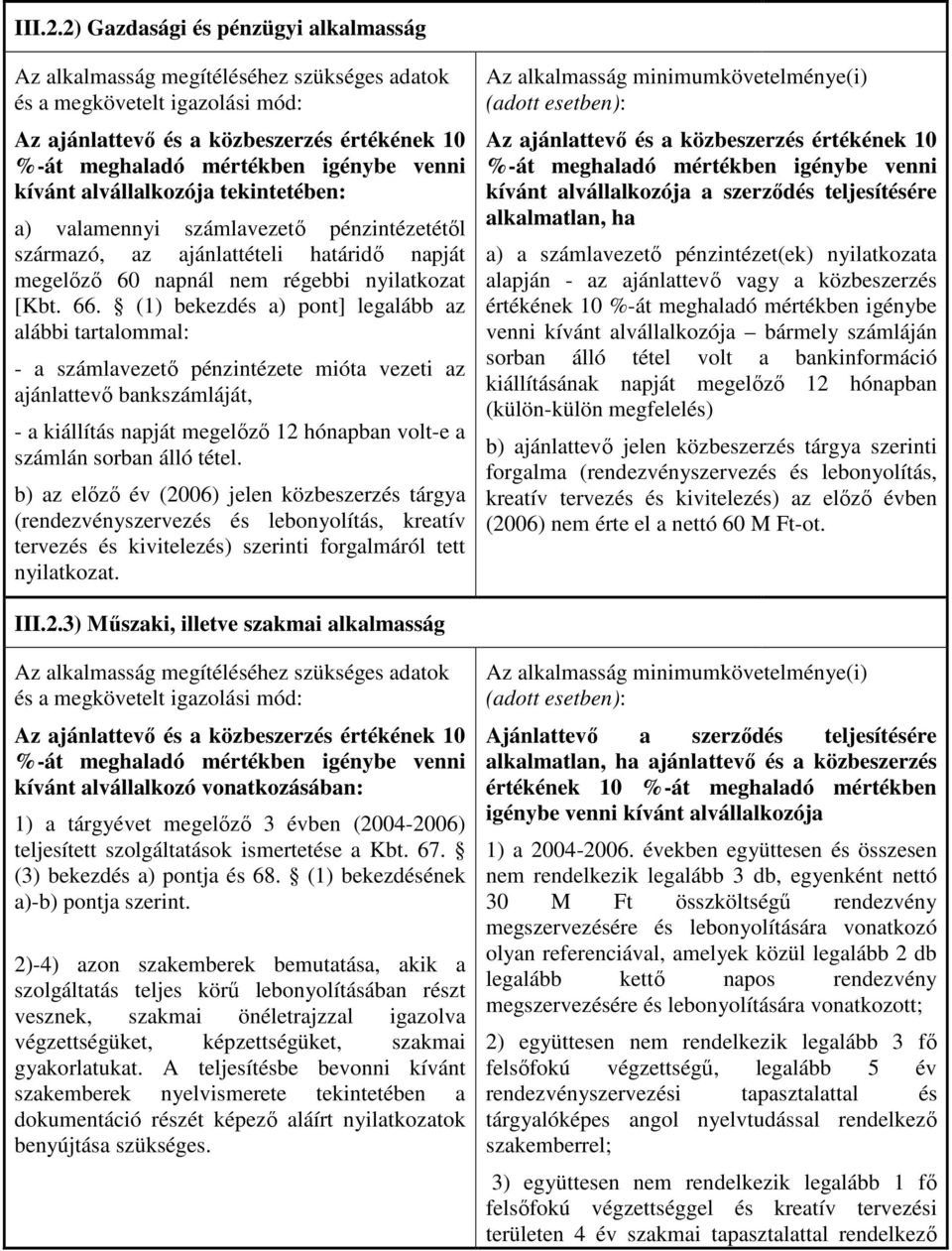 kívánt alvállalkozója tekintetében: a) valamennyi számlavezetı pénzintézetétıl származó, az ajánlattételi határidı napját megelızı 60 napnál nem régebbi nyilatkozat [Kbt. 66.