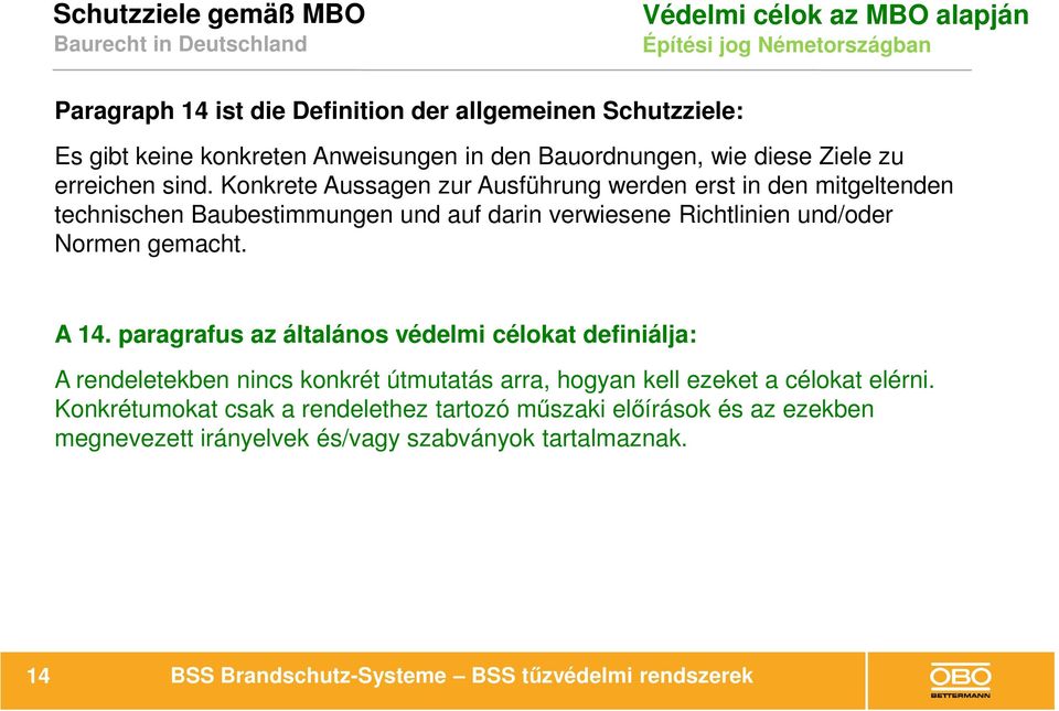 Konkrete Aussagen zur Ausführung werden erst in den mitgeltenden technischen Baubestimmungen und auf darin verwiesene Richtlinien und/oder Normen gemacht.