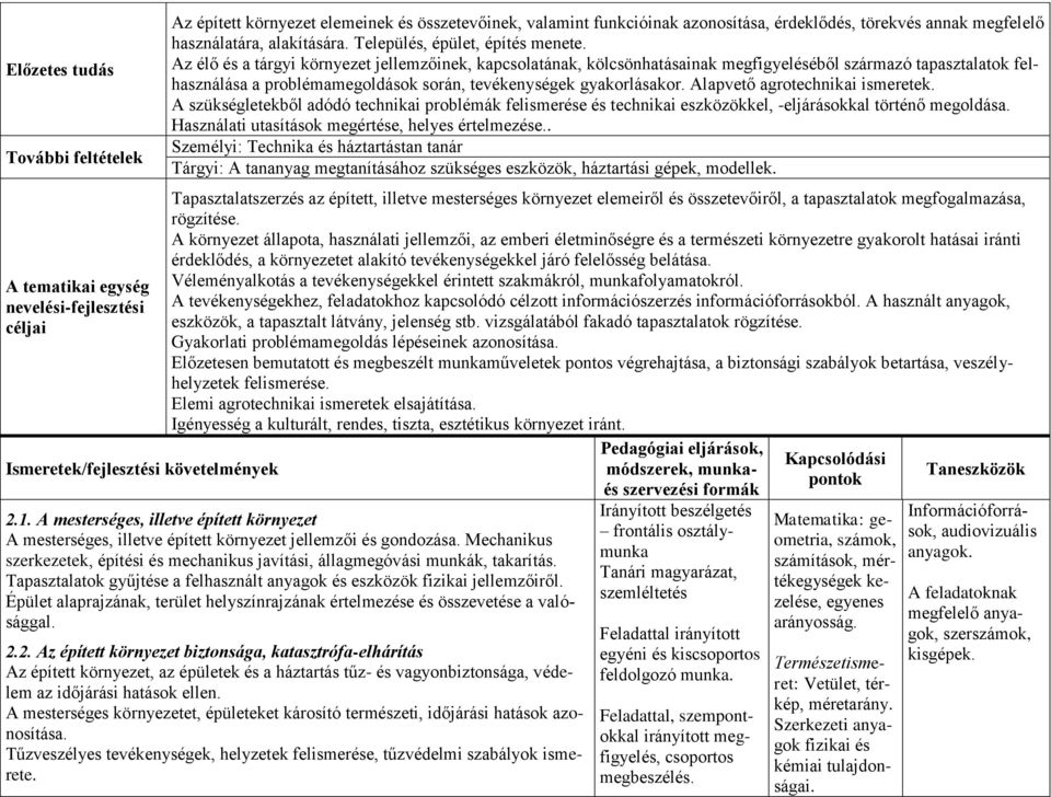 Az élő és a tárgyi környezet jellemzőinek, kapcsolatának, kölcsönhatásainak megfigyeléséből származó tapasztalatok felhasználása a problémamegoldások során, tevékenységek gyakorlásakor.