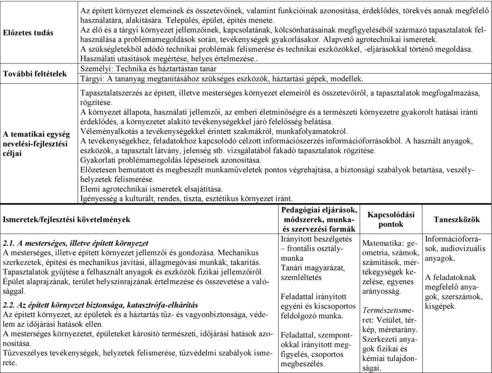 Az élő és a tárgyi környezet jellemzőinek, kapcsolatának, kölcsönhatásainak megfigyeléséből származó tapasztalatok felhasználása a problémamegoldások során, tevékenységek gyakorlásakor.