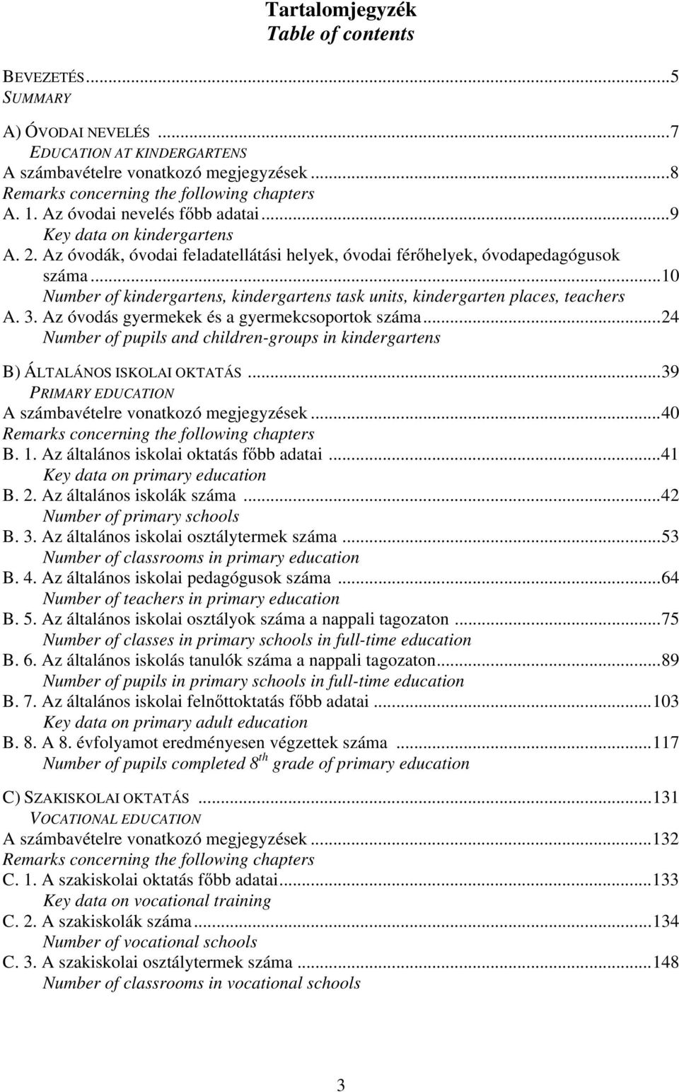 ..10 Number of kindergartens, kindergartens task units, kindergarten places, teachers A. 3. Az óvodás gyermekek és a gyermekcsoportok száma.