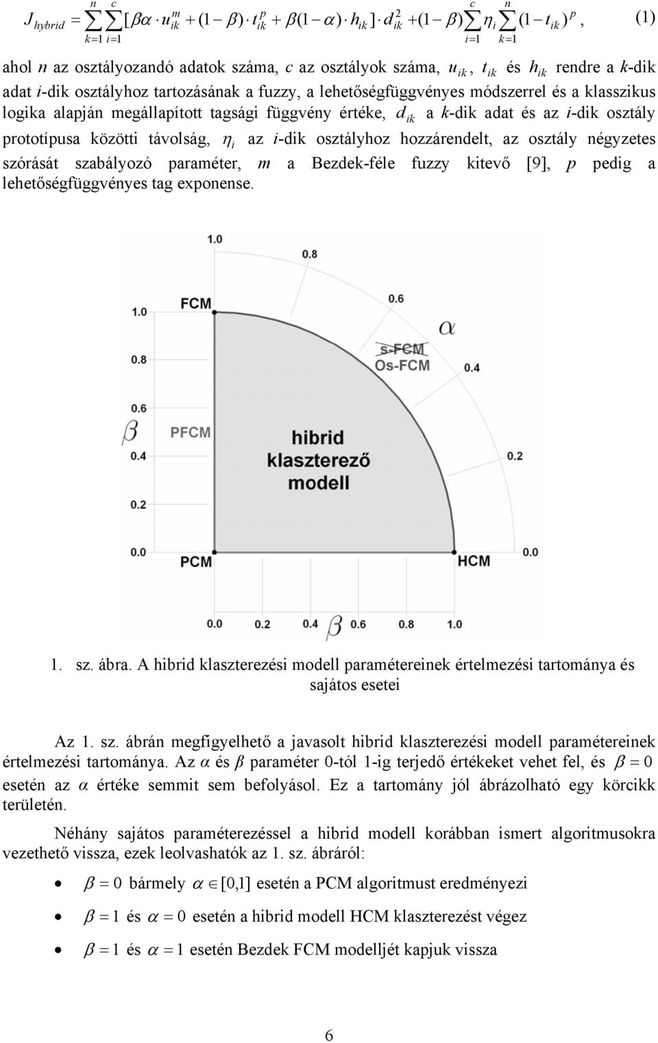 osztály prototípusa közötti távolság, η i az i-dik osztályhoz hozzárendelt, az osztály négyzetes szórását szabályozó paraméter, m a Bezdek-féle fuzzy kitevő [9], p pedig a lehetőségfüggvényes tag