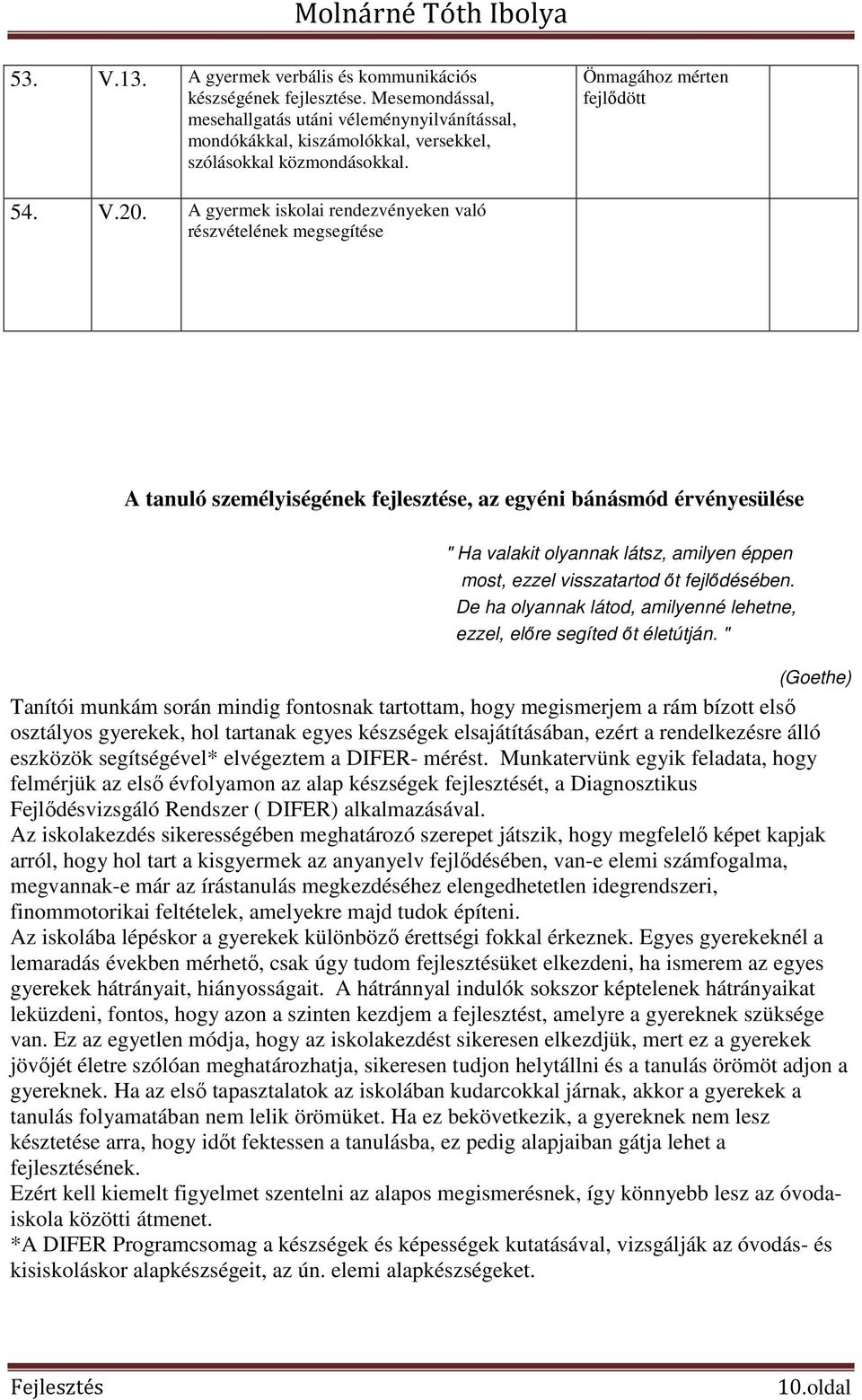 A gyermek iskolai rendezvényeken való részvételének megsegítése A tanuló személyiségének fejlesztése, az egyéni bánásmód érvényesülése " Ha valakit olyannak látsz, amilyen éppen most, ezzel