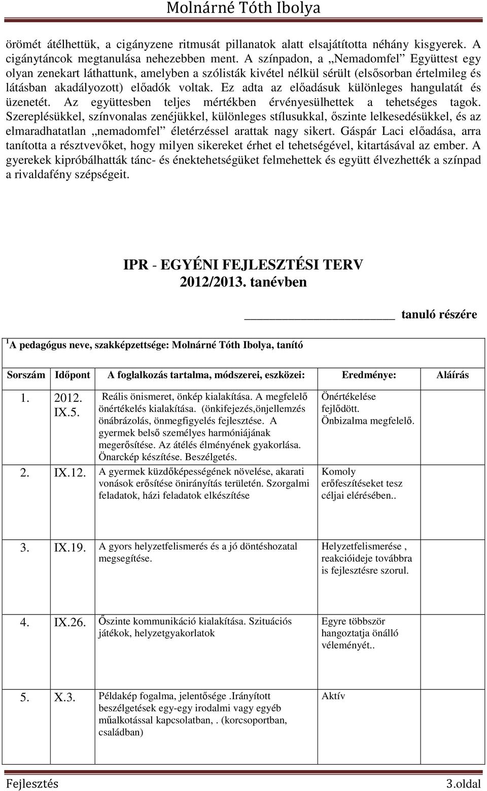 Ez adta az előadásuk különleges hangulatát és üzenetét. Az együttesben teljes mértékben érvényesülhettek a tehetséges tagok.