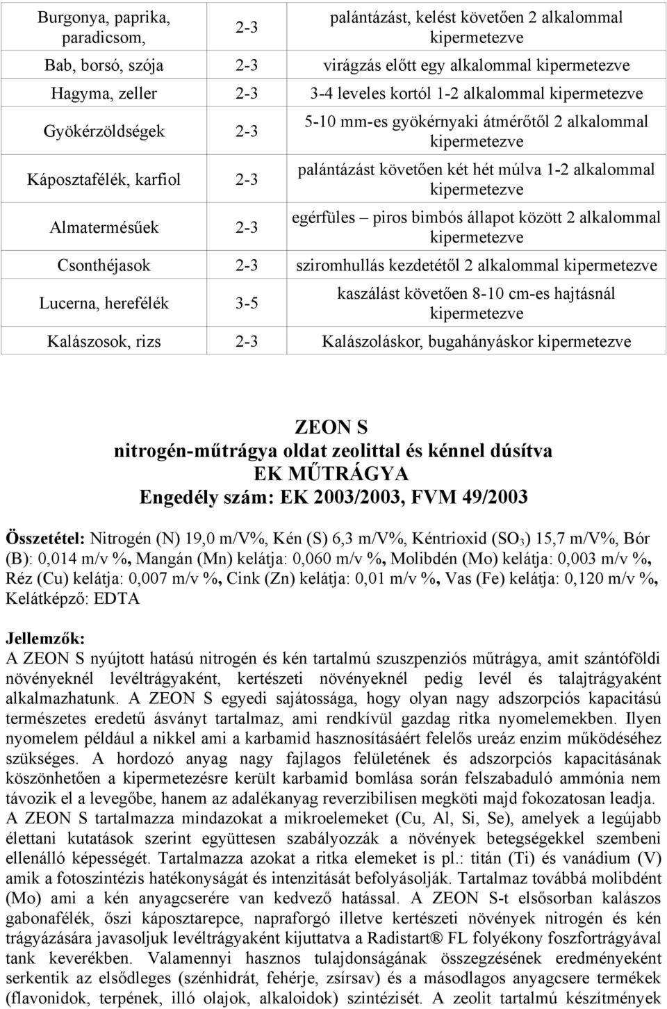 kipermetezve egérfüles piros bimbós állapot között 2 alkalommal kipermetezve Csonthéjasok 2-3 sziromhullás kezdetétől 2 alkalommal kipermetezve Lucerna, herefélék 3-5 kaszálást követően 8-10 cm-es