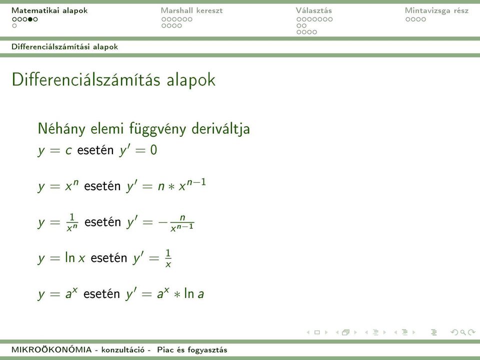 y = x n esetén y = n x n 1 y = 1 x n esetén y = n x