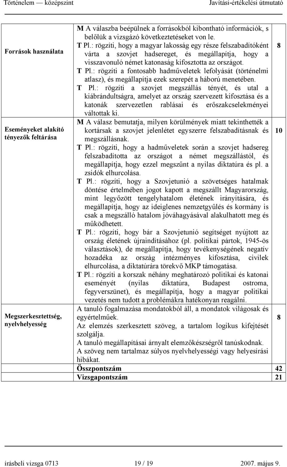 T Pl.: rögzíti a szovjet megszállás tényét, és utal a kiábrándultságra, amelyet az ország szervezett kifosztása és a katonák szervezetlen rablásai és erőszakcselekményei váltottak ki.