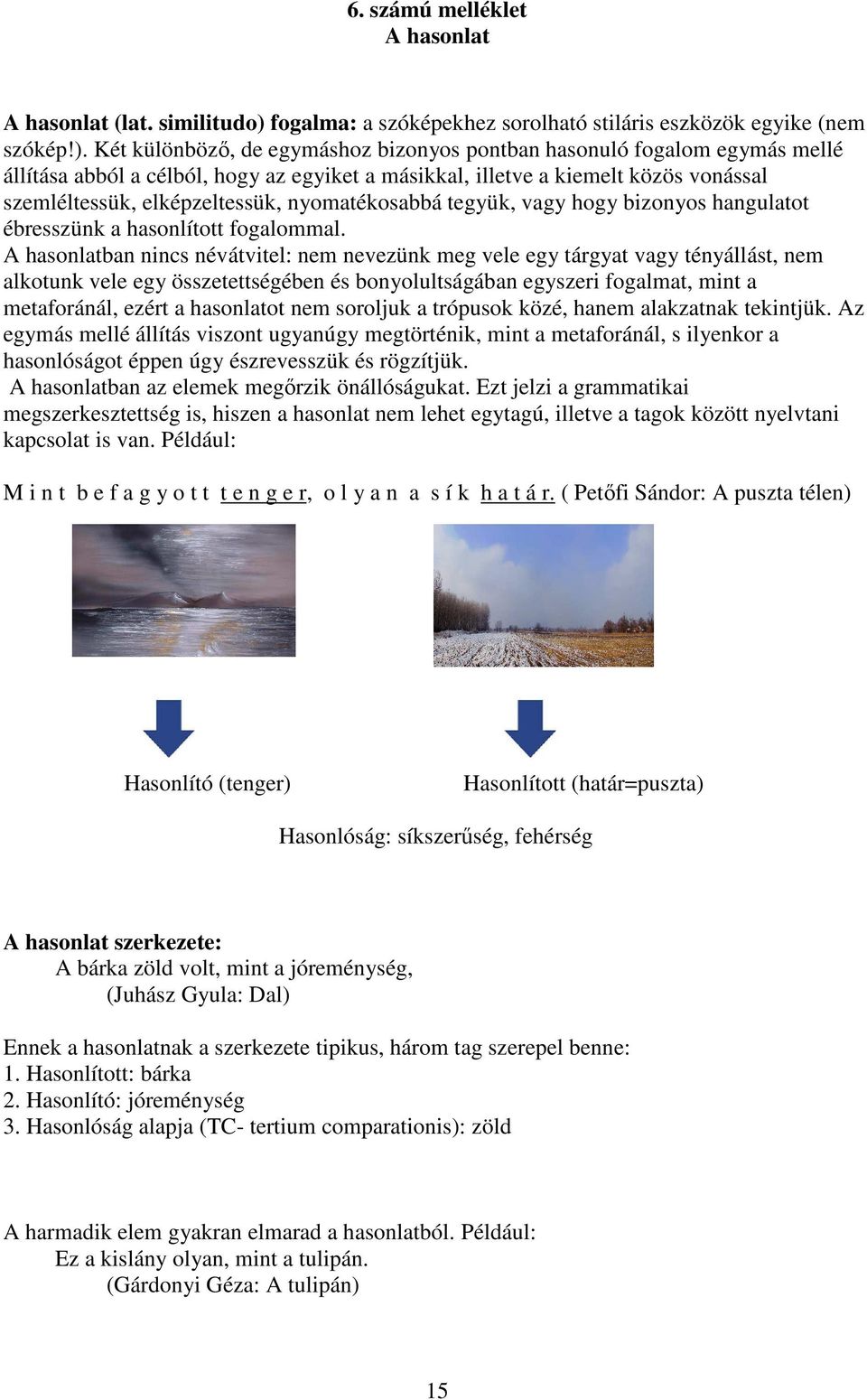 Két különböző, de egymáshoz bizonyos pontban hasonuló fogalom egymás mellé állítása abból a célból, hogy az egyiket a másikkal, illetve a kiemelt közös vonással szemléltessük, elképzeltessük,