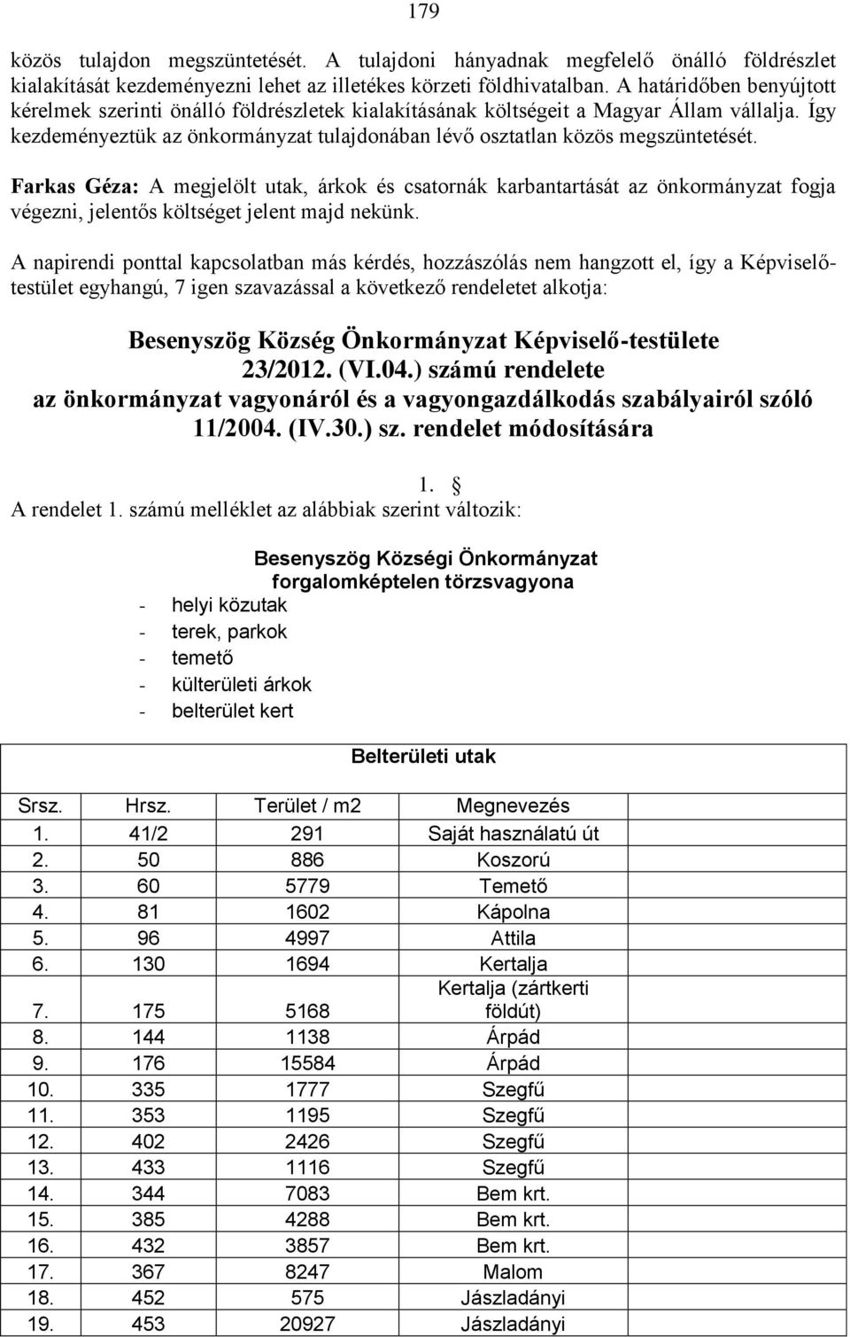 Farkas Géza: A megjelölt utak, árkok és csatornák karbantartását az önkormányzat fogja végezni, jelentős költséget jelent majd nekünk.