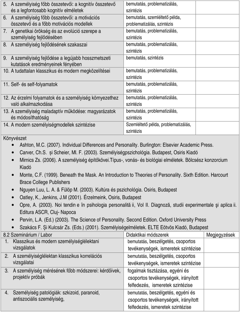 A genetikai örökség és az evolúció szerepe a személyiség fejlődésében 8. A személyiség fejlődésének szakaszai 9.