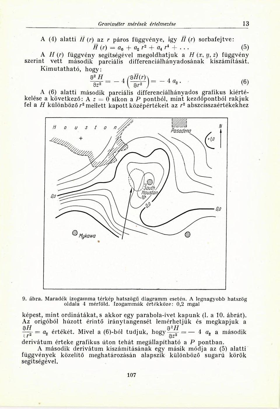 K im utatható, hogy: A (6) alatti második parciális differenciálhányados grafikus kiértékelése a következő: A z = 0 síkon a P pontból, mint kezdőpontból rakjuk fel a H különböző r2mellett kapott