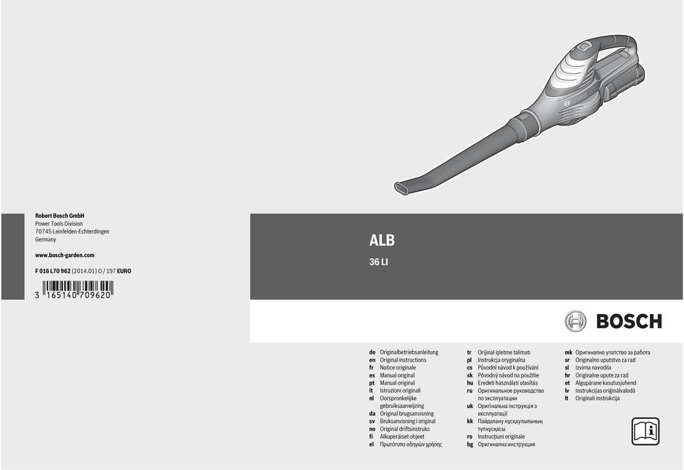gebruiksaanwijzing Original brugsanvisning Bruksanvisning i original Original driftsinstruks Alkuperäiset ohjeet Πρωτότυπο οδηγιών χρήσης tr pl cs sk hu ru uk kk ro bg Orijinal işletme talimatı