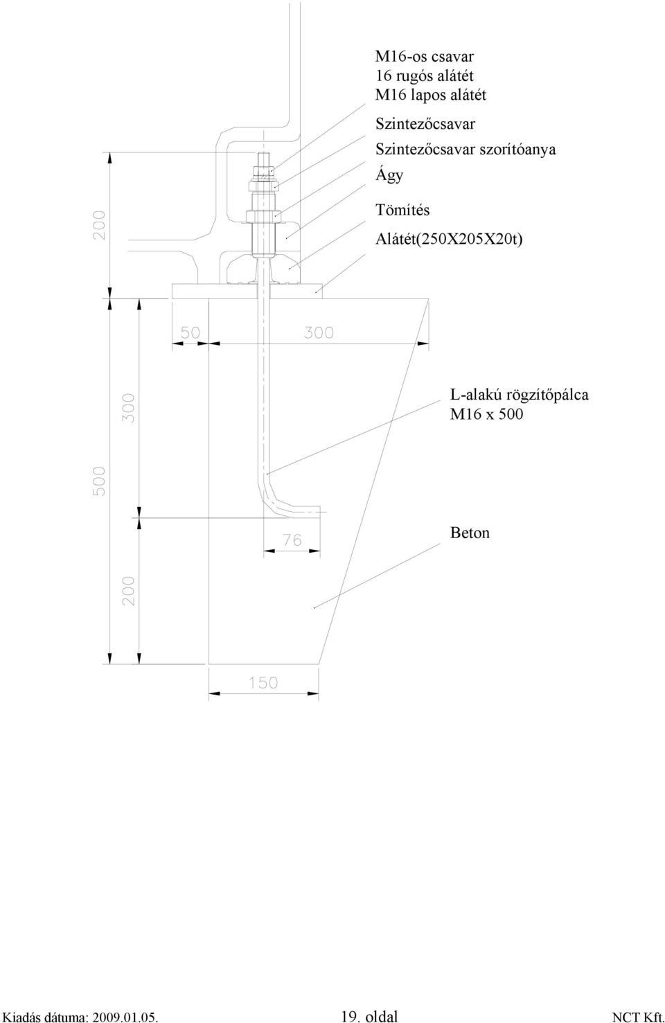 Tömítés Alátét(250X205X20t) L-alakú rögzítőpálca