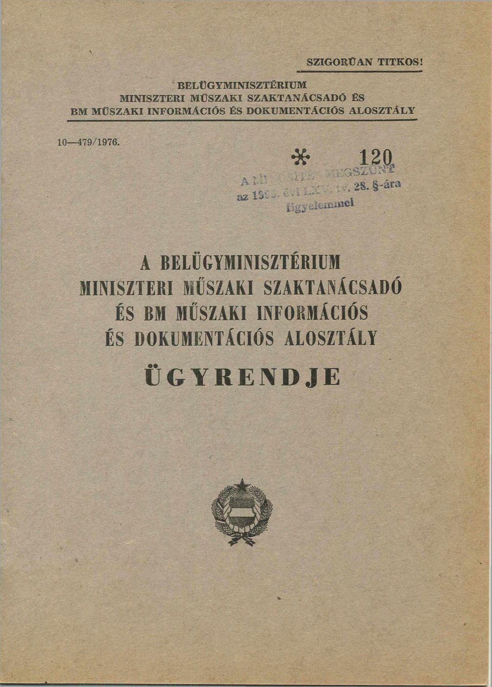 MŰSZAKI INFORMÁCIÓS ÉS DOKUMENTÁCIÓS ALOSZTÁLY 10-479/1976.