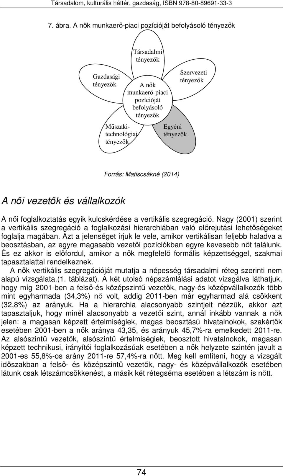 vállalkozók A női foglalkoztatás egyik kulcskérdése a vertikális szegregáció. Nagy (2001) szerint a vertikális szegregáció a foglalkozási hierarchiában való előrejutási lehetőségeket foglalja magában.