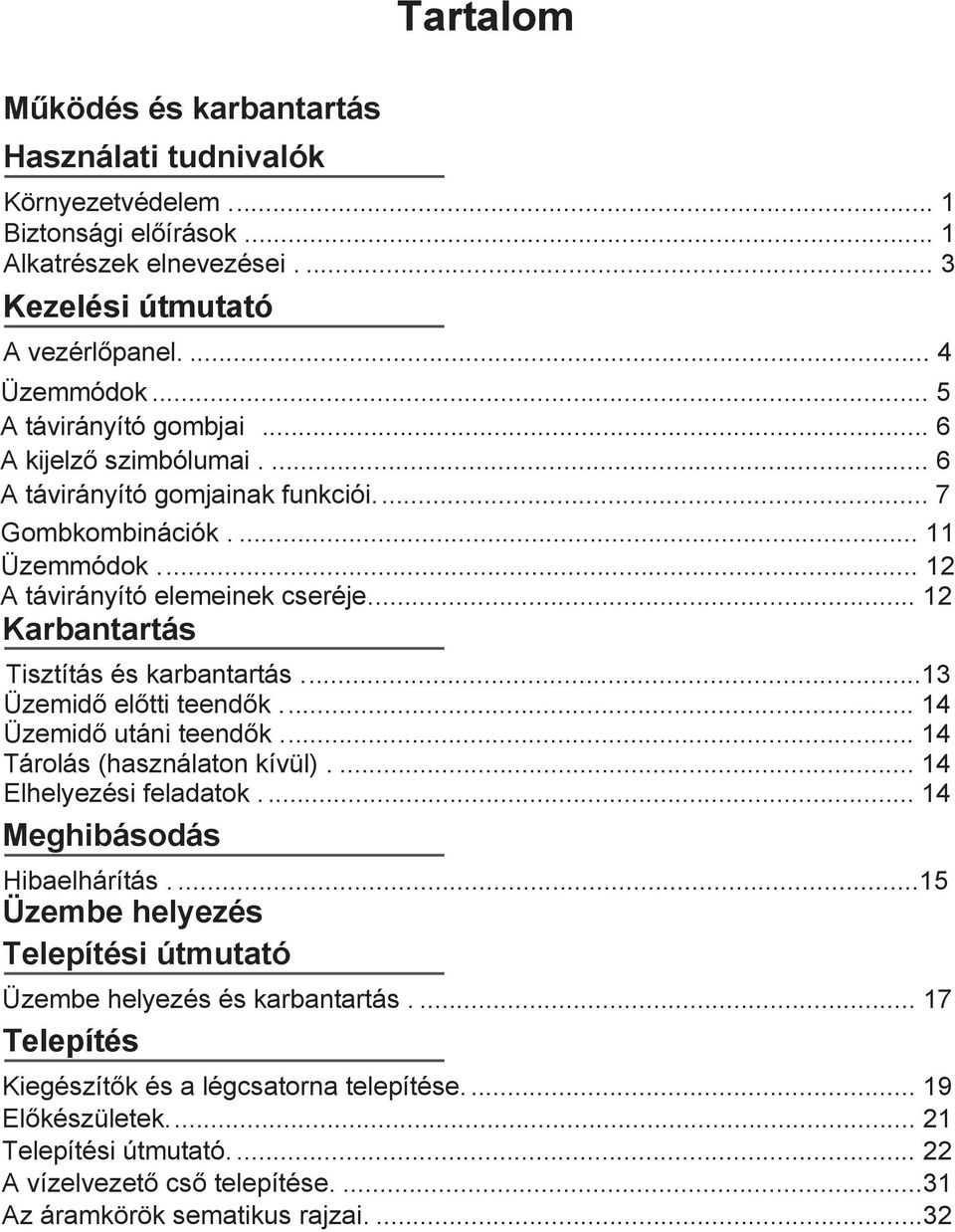 .. 12 Karbantartás Tisztítás és karbantartás...13 Üzemidő előtti teendők... 14 Üzemidő utáni teendők... 14 Tárolás (használaton kívül).... 14 Elhelyezési feladatok... 14 Meghibásodás Hibaelhárítás.