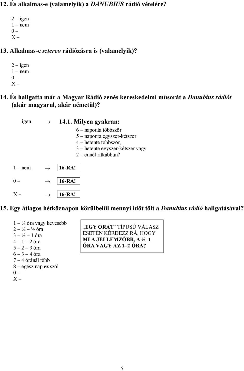 .1. Milyen gyakran: 6 naponta többször 5 naponta egyszer-kétszer 4 hetente többször, 3 hetente egyszer-kétszer vagy 2 ennél ritkábban? 1 nem 16-RA! 16-RA! 16-RA! 15.