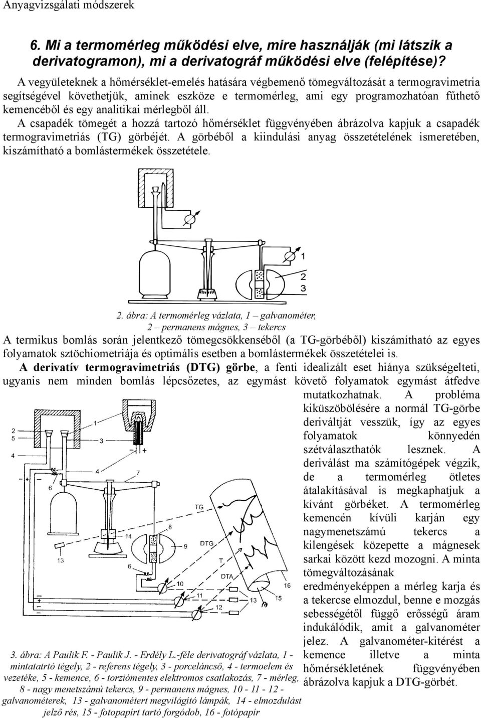 analitikai mérlegből áll. A csapadék tömegét a hozzá tartozó hőmérséklet függvényében ábrázolva kapjuk a csapadék termogravimetriás (TG) görbéjét.