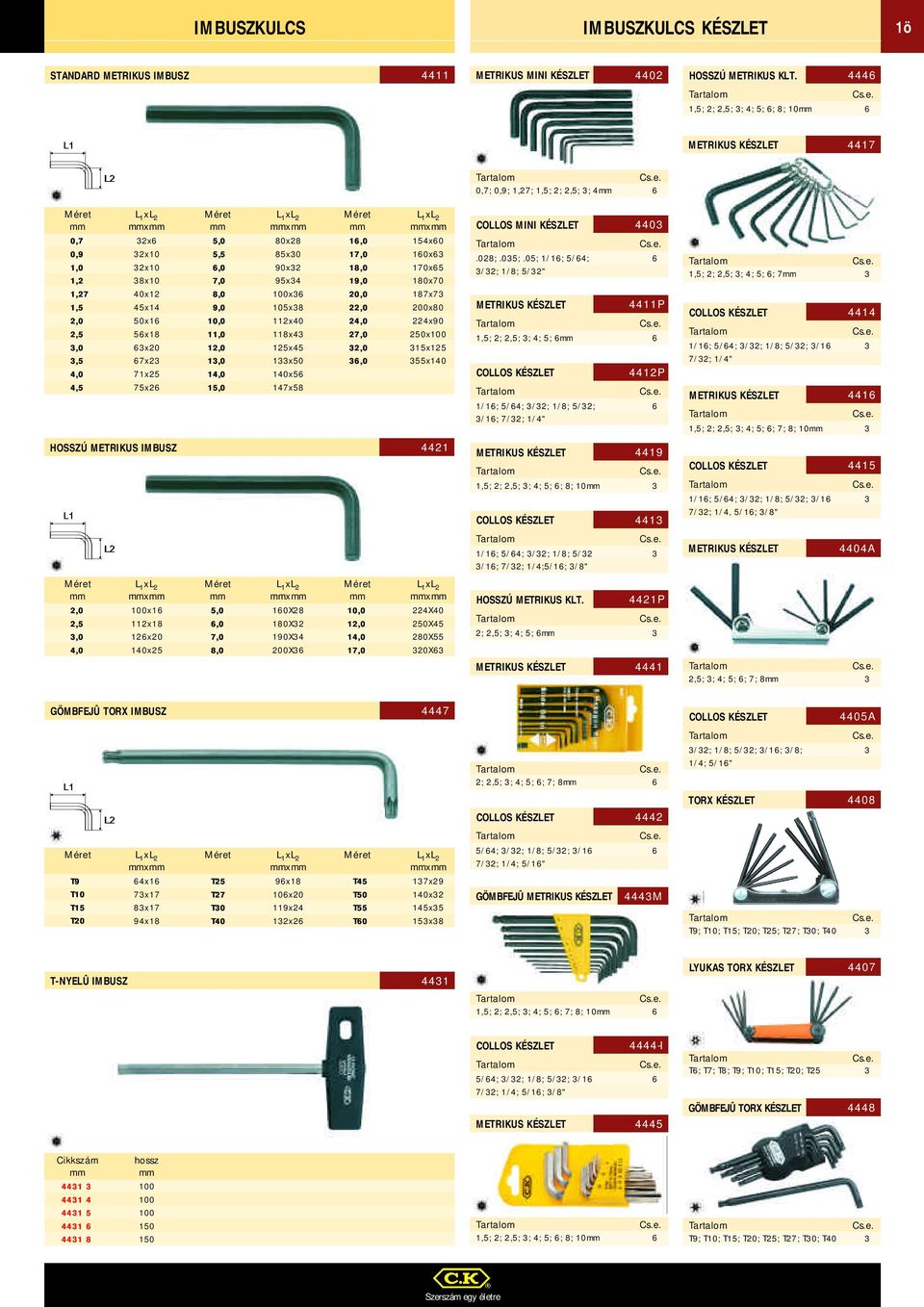 x x x00 x x0 HOSSZÚ METRIKUS IMBUSZ,0,0 L xl x 00x x x 0x,0,0 L xl x 0X X X X 0,0,0,0 L xl x X0 X X X COLLOS MINI KÉSZLET 0.0;.