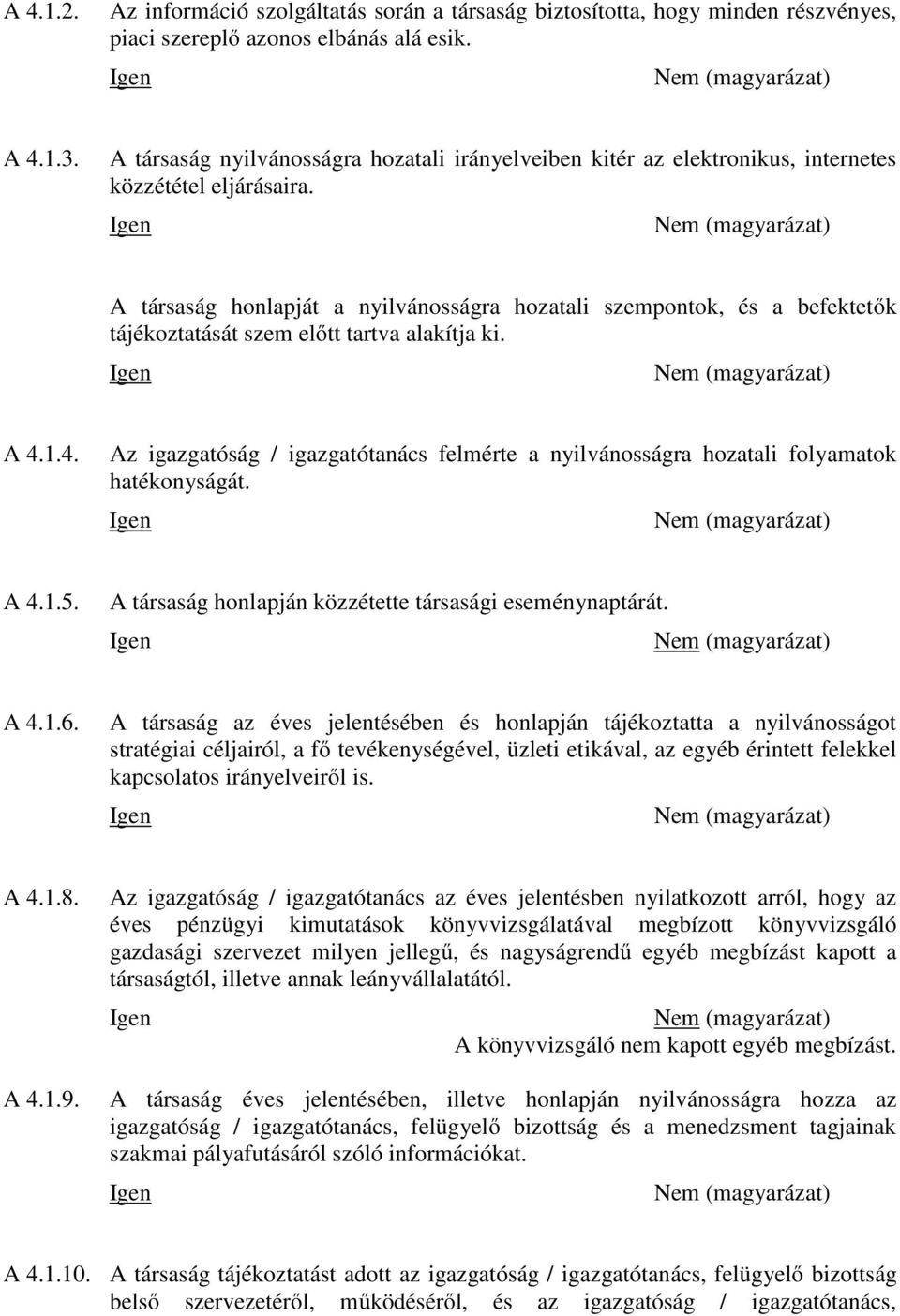 A társaság honlapját a nyilvánosságra hozatali szempontok, és a befektetők tájékoztatását szem előtt tartva alakítja ki. A 4.