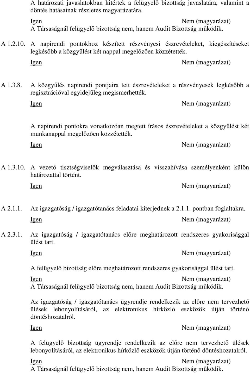 A közgyűlés napirendi pontjaira tett észrevételeket a részvényesek legkésőbb a regisztrációval egyidejűleg megismerhették.