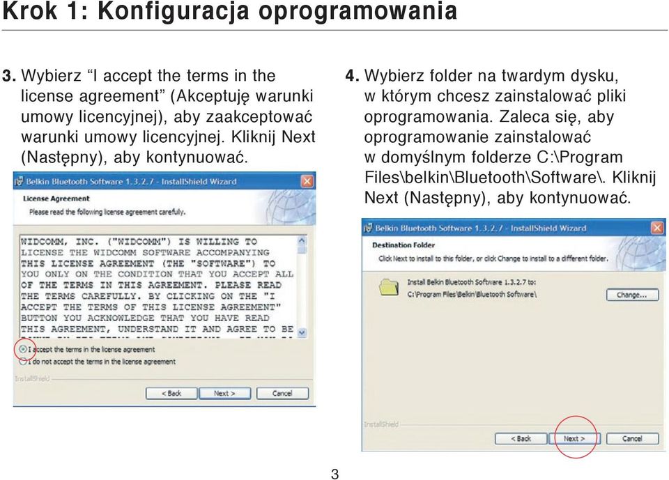 warunki umowy licencyjnej. Kliknij Next (Następny), aby kontynuować. 4.