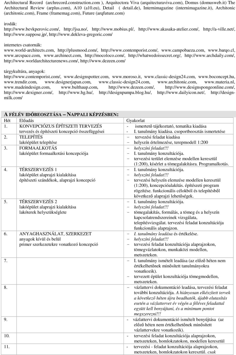 pl/, http://www.akasaka-atelier.com/, http://a-ville.net/, http://www.suppose.jp/, http://www.dekleva-gregoric.com/ internetes csatornák: www.world-architects.com, http://plusmood.com/, http://www.