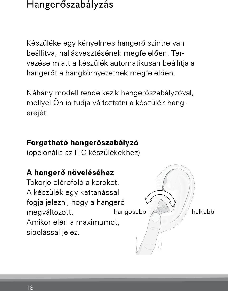 Néhány modell rendelkezik hangerőszabályzóval, mellyel Ön is tudja változtatni a készülék hangerejét.