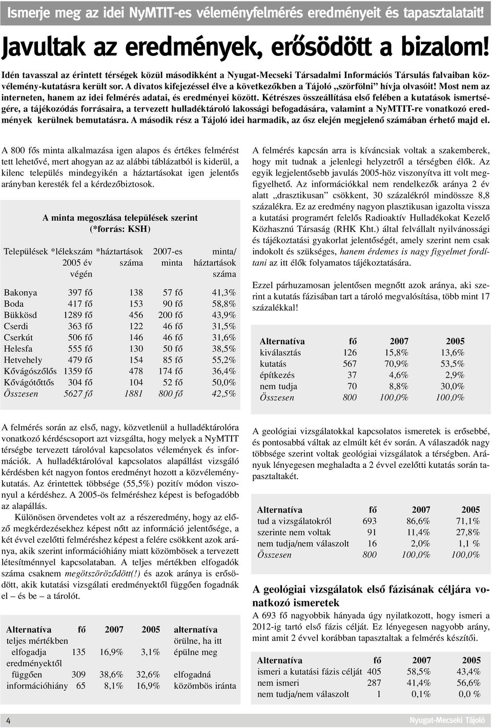 A divatos kifejezéssel élve a következôkben a Tájoló szörfölni hívja olvasóit! Most nem az interneten, hanem az idei felmérés adatai, és eredményei között.