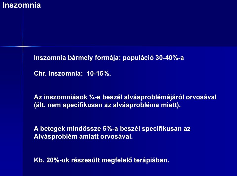 Az inszomniások ¼-e beszél alvásproblémájáról orvosával (ált.