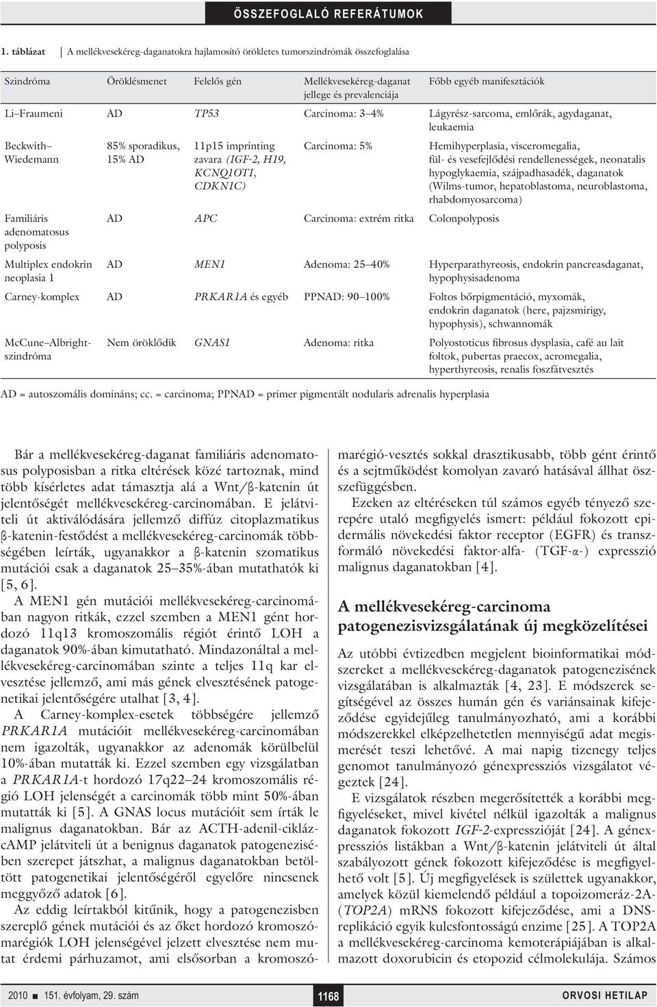 15% AD 11p15 imprinting zavara (IGF-2, H19, KCNQ1OT1, CDKN1C) Carcinoma: 5% AD APC Carcinoma: extrém ritka Colonpolyposis Hemihyperplasia, visceromegalia, fül- és vesefejlődési rendellenességek,