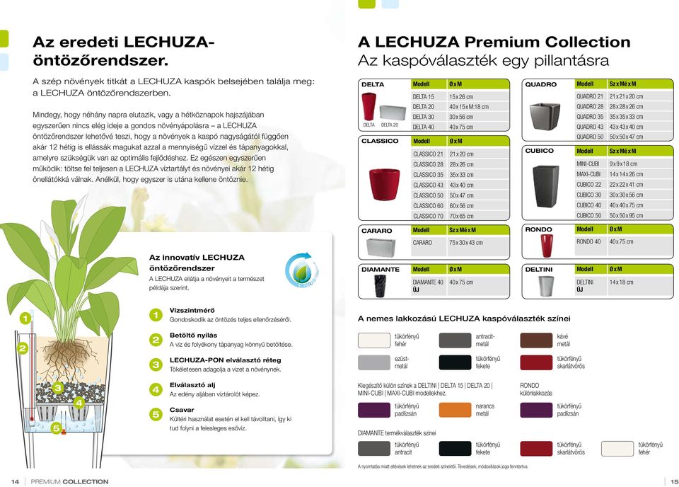 LECHUZA öntözőrendszer lehetővé teszi, hogy a növények a kaspó nagyságától függően akár 12 hétig is ellássák magukat azzal a mennyiségű vízzel és tápanyagokkal, amelyre szükségük van az optimális